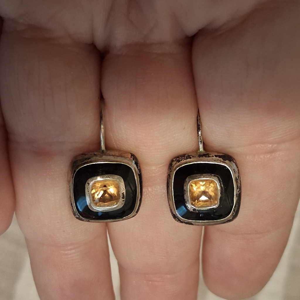 Silver Citrine Earrings .925